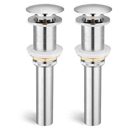 KES Bathroom Pop Up Sink Drain Without Overflow, 2 Pack Polished Chrome | All Metal Rustproof Brass and 304 Stainless Steel, for 1.6"-1.9" Sink Hole, Sink Stopper for Vessel Vanity, S2008D-CH-P2 - color: Polished Chrome, style: NO Overflow, 2 Pack