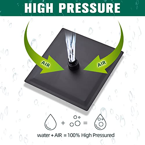 Shower Head Matte Black, Shower Faucet Set Bathroom Shower System with 8 inch Square Rain Shower Head Wall Mounted with 3-Setting Handheld Spray, Rainfall Shower Combo Set - color: Matte Black, style: 8 Inch With 3-Setting