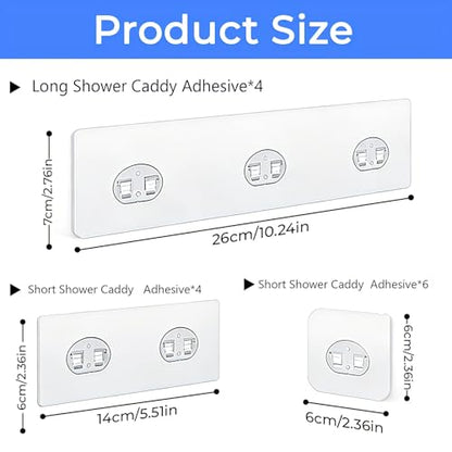 Shower Caddy Adhesive Replacement Hooks, Strong Waterproof Strips, No Drilling for Bathroom Shelves, Kitchen Racks, and Soap Holders (Transparent-14 Pack) - color: Transparent-14 Pack