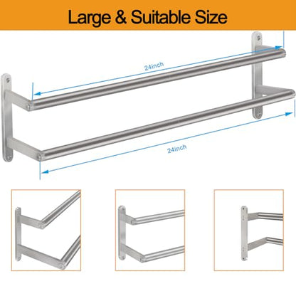 Double Towel Bar, 24Inch Towel Rack for Bathroom, Stainless Steel Double Bath Towel Bar, Wall Mounted Towel Holder, Double Towel Rod Towel Rail Hanger for Wall, Kitchen (Brush Nickel) - color: Brush Nickel-24inch-b