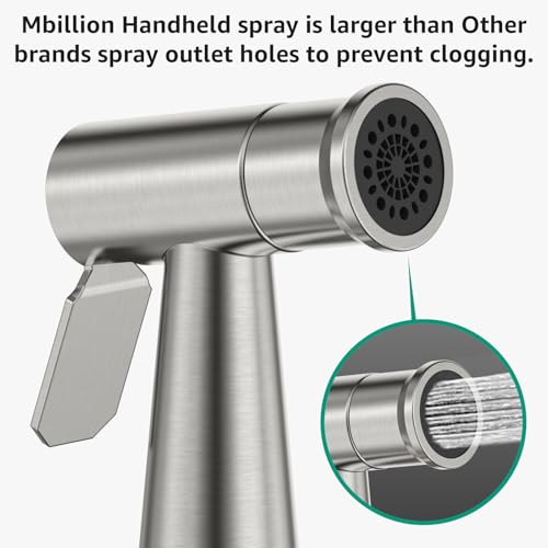 Handheld Bidet Sprayer for Toilet Brushed Nickel with Leakproof Hose | Stainless Steel Cloth Diaper Sprayer,Adjustable Water Pressure,Dual Mode Wall/Toilet Mount Jet Spray for Senior Wash - color: Brushed Nickel