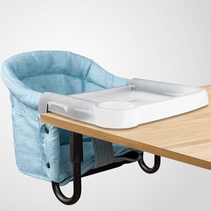 Hook On Chair with Removable Dining Tray,Portable Hook-On Chairs with Storage Bag,for Home and Travel(Sky Blue) - color: Sky blue with tray