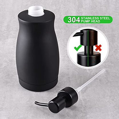 Stainless Steel Countertop Matte Black Soap Dispenser Liquid Bottle for Kitchen & Bathroom Hand Dish Lotion (Matte Black, 390ml/13oz) - color: Matte Black, size: 390ml