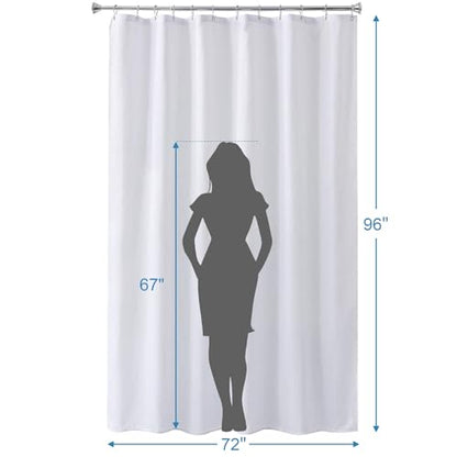 Extra Long Shower Curtain Liner Washable, 72 x 96 Inches, Fabric White Shower Liner with 2 Bottom Stones, Waterproof 2-in-1 Shower Curtain and Liner, 12 Grommet Holes, Hotel Quality, White - color: White, size: 72"W x 96"L (Pack of 1)