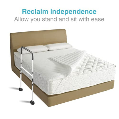 Bed Assist Rails Adjustable, Safety Bed Handle with Leg, Fall Prevention Hand Guard Grab Bar Bed Cane, Bed Rails for Elderly, Adults, Senior, Handicap, Disabled, Fit King, Queen, Full, Twin