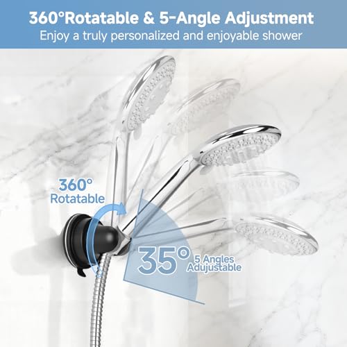 Shower Head Holder Suction, Black Removable Adjustable No-Drill | Strong Suction Hold, 360° Adjustable Angle, Removable No-Drill Mount for Smooth Tile, Glass and Mirror Surfaces - style: Matte Black