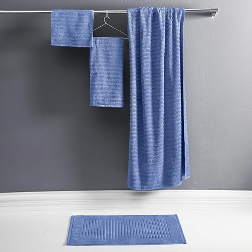 CTT - 2 Piece Bathroom Rugs Set, 100% Cotton Bath Mats, Comfy & Highly Absorbent Bathroom Floor Mats, Machine Washable | 20"x32" (Royal Blue) - color: Royal Blue