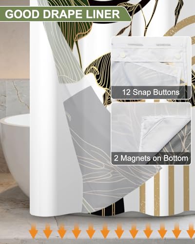 No Hook Boho Shower Curtain with Snap in Liner Set, 71x74 Inch | Double layer Waterproof Bath Curtain with Mesh Top, Tropical Botanical Leaf & Geometric Print for Mid Century Modern Bathroom - color: Boho-2