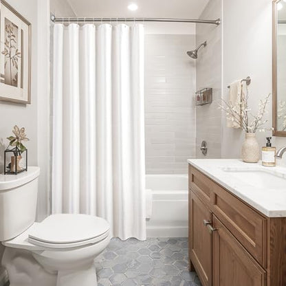 Linen Shower Curtain with 12 Hooks Modern Heavy Duty Washable Fabric Curtain Set Waterproof Thick Cloth Shower Curtains for Bathroom Bathtub Washable, 72x96,Linen White - color: Linen White, size: 72"W x 96"L (Pack of 1)