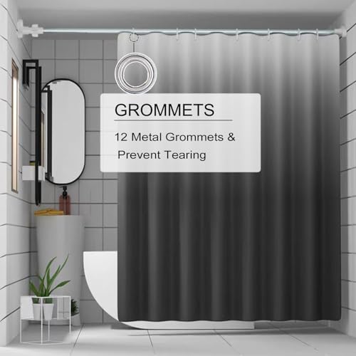 TIKABC Shower Curtain Liner, 4G PEVA Shower Liner, Plastic Waterproof Shower Curtains, with Grommet Holes and 3 Magnetic Weights(Gradient Grey) - color: Gradient Grey