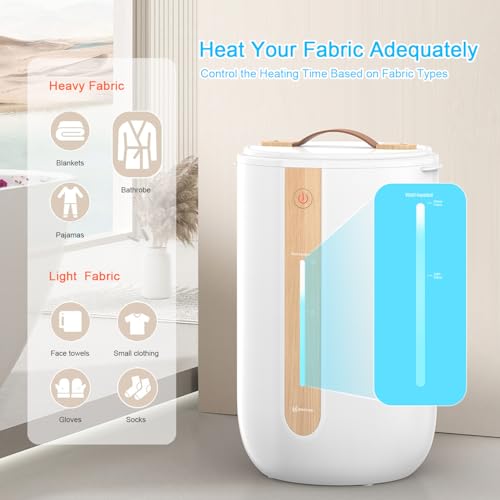 Keenray Towel Warmer for Bathroom, Towel Warmer Bucket with Heating Progress Bar, Child Lock, Fragrance Disc Holder, Auto Shut-Off Towel Bucket Fits Up to Two 40" x 70" Towels, Bathrobes, Blankets - color: White/Wood, size: 18L