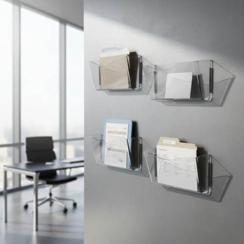 Azar Displays 250045 Clear Plastic Wall Mount File Holder with Magnets, Legal(Magnetic), 4-Pack - color: CLEAR, style: Magnetic