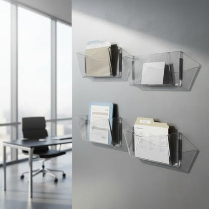 Azar Displays 250045 Clear Plastic Wall Mount File Holder with Magnets, Legal(Magnetic), 4-Pack - color: CLEAR, style: Magnetic