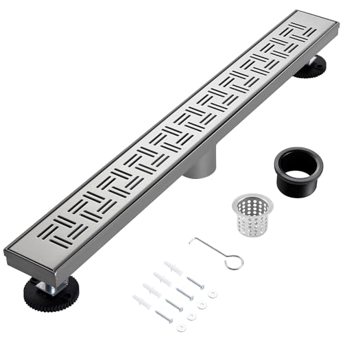 48 Inch Linear Shower Drain, Brushed Nickel Shower Drain,Removable Grate, 304 Stainless Steel, Easy to Install and Clean for Bathrooms (Drain Base Not Included), LSD-14A-48S