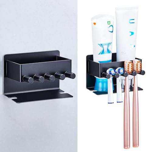 Electric Toothbrush Head Holder, Electric Toothbrush Holders Wall Mounted, Electric Head Holder, Brush Head Storage, Brush Head Holder Toothpaste Holder for Bathrooms (Black, Small) - color: Black
