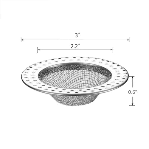 2 Shower Drain Hair Catcher, Shower Drain Basket, SS Mesh, Fits 3-Inch Hole | Easy to Clean SS Mesh Hair Trap, Reusable Anti-Clog Drain Strainer for Bathroom Sink, Drain & Tub, 3" Inner Dia Holes - size: Shallow-2 Pcs