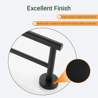 Miyili 30-Inch Bathroom Double Towel Rack, Matte Black | for Kitchen, Hand Towel Holder, Towel Bar, Wall Mounted, Rustproof & Durable - color: Matte Black, size: 30-Inch