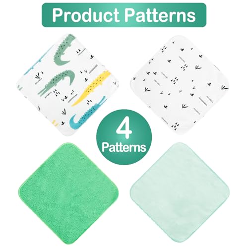 Baby Washcloths, 24Pack Baby Wash Cloths Extra Soft & Ultra Absorbent, Baby Towels and Washcloths Face Towels for Unisex Boys Girls Body, Washclothes Gentle on Sensitive Skin, 9x9 Green Crocodile - color: Crocodile