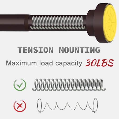 Thestoa Brown Shower Curtain Rod Adjustable 43-66 inch, 1"Diameter Spring Tension Curtain Rod No Drill, Anti-Rust Non-Slip Shower Rod for Bathroom Tension Rod - color: Brown, size: 43"- 66"