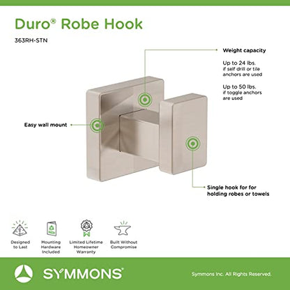 Symmons 363RH-STN Duro Wall-Mounted Robe Hook in Satin Nickel - color: Satin Nickel