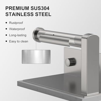 Brushed Nickel Toilet Paper Holder with Marble Shelf Tissue Roll Holder | 304 Stainless Steel Wall Mounted Toilet Paper Roll Holder Screw-Mounted Tissue Holder for Bathroom Washroom by BATHLAVISH - color: Brushed Nickel