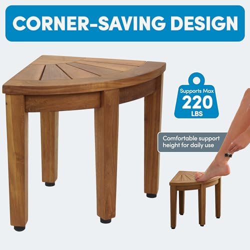 AquaTeak Kai OptiAREA 12" Teak Foot Rest | Durable, Water-Resistant Teak, Shower Chair & Shaving Foot Rest, Indoor/Outdoor Use