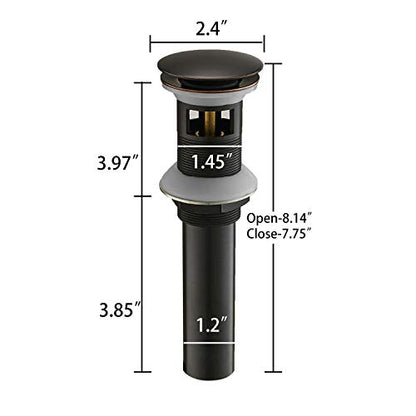 15/8" Bathroom Faucet Vessel Vanity Sink Pop Up Drain Assembly Stopper Plug | with Overflow Fits Bathroom Standard Sink Hole 1-1/2" to 1-3/4" Oil Rubbed Bronze Push & Seal by Homevacious - color: Oil Rubbed Bronze, style: With Overflow