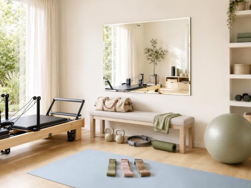 Frameless Bathroom Beveled Wall Mirror, 48"x36" Large Wall Mirror | Vanity Wall Mirrors for Over Sink, Bedroom, Dining Room, Living Room, Entryway, Fireplace, Hangs Horizontally or Vertically - size: 48"L x 36"W