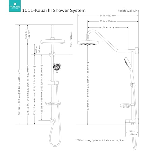 PULSE ShowerSpas Kauai III Matte Black Rain Shower Head with Handheld Spray - 1.8 GPM, 8" Showerhead, 5-Function HandShower, Adjustable Slide Bar - Shower Heads with Handheld Spray Combo - color: Matte Black, size: 1.8 Gallon Per Minute