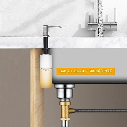 Soap Dispenser for Kitchen Sink, Built in Sink Soap Dispenser Lotion Dispenser with 17 OZ Bottle, Refill from The Top Bar Sink Soap Dispenser, Brushed Nickel (1 Pack) - color: Brushed Nickel