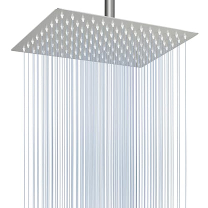 Voolan Rain Shower Head - High Flow Large Rainfall Shower Heads Made of Stainless Steel - Waterfall Bathroom Square Showerhead - Ceiling or Wall Mount (12 * 8 Inch Rectangle, Brushed Nickel) - color: Brushed Nickel, size: 12*8 Inch Rectangle