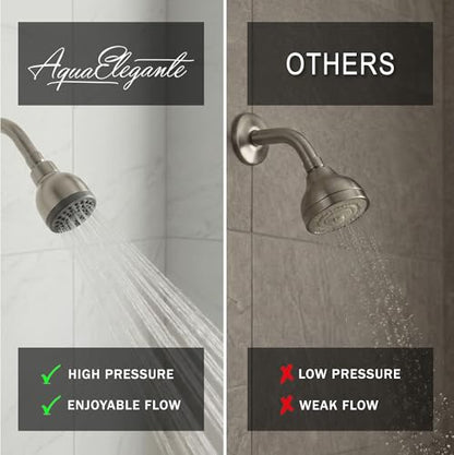 High Pressure Shower Head - 1.8 GPM - Brushed Nickel | Best 3 Inch Wall Mount Bathroom Showerhead For Boosting Low Flow With Anti-Clog Nozzles, Adjustable Brass Ball Joint - color: Brushed Nickel, size: 1.8 GPM