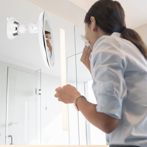 GALPADA LED Magnifying Makeup Mirror 10x with LED Light and Suction Cup 7-inch Tabletop Vanity Mirror for Bathroom and Travel Use
