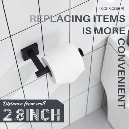 KOKOSIRI Toilet Paper Holder for Bathroom Toilet Roll Holder Hold Mega Rolls Wall Mounted, Matte Black Stainless Steel B2008BK - color: Matte Black, size: Vertical