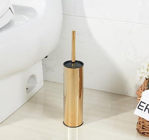 BGL Toilet Brush and Holder,Stainless Steel Toilet Brushes for Bathroom, Toilet Bowl Brush - color: Gold