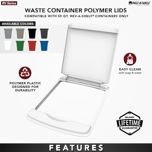 Rev-A-Shelf 50 Qt Under Sink Garbage Can Lid for Base Kitchen and Bathroom Cabinet, Replacement Plastic Trash Bin Lid Only, Green, RV-50-LID-G-1-40 - color: Green, size: 50 QT