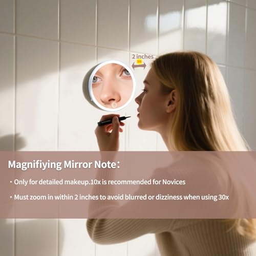 5X10X20X30X 3-Color Lighted Magnifying Mirror (White, 20X), SAI-621