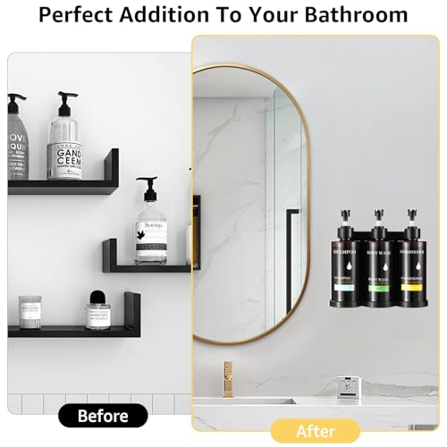 Pollock Shampoo and Conditioner Dispenser Set of 3,12.85 Oz *3 Chamber