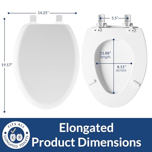 Mayfair Cameron Bone Toilet Seat, Non Slip Heavy Duty Wood, Easy Clean, Made in USA, Elongated (Pack of 2) - color: Bone, size: Elongated (Pack of 2)