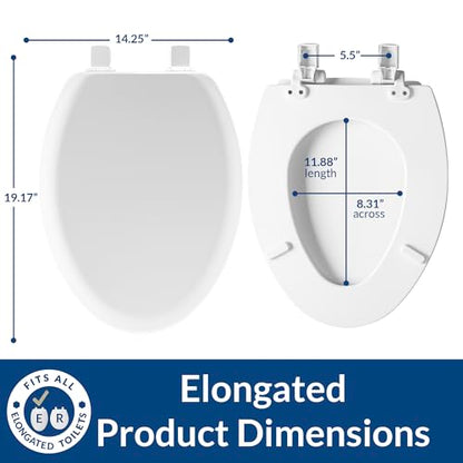 Mayfair Cameron Bone Toilet Seat, Non Slip Heavy Duty Wood, Easy Clean, Made in USA, Elongated (Pack of 2) - color: Bone, size: Elongated (Pack of 2)