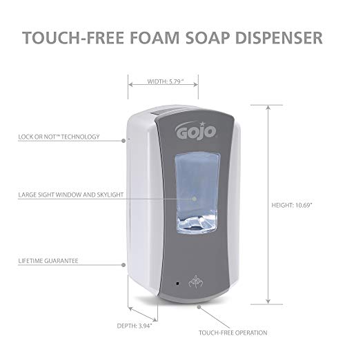 GOJO LTX-12 Touch-Free Foam Soap Dispenser Gray/White 1200mL 1ct - 1984-04 - color: Gray/White