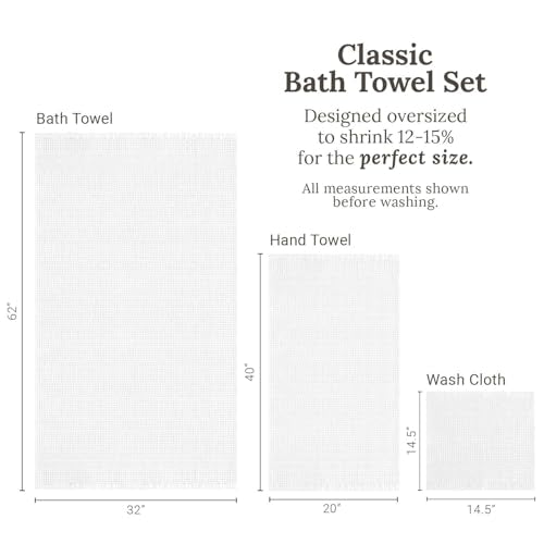 GILDEN TREE Waffle Towel Set Quick Dry Thin | 2 Bath Towels | 2 Hand Towels | 2 Washcloths, Classic Style (White) - color: White, size: Bath Towel Set
