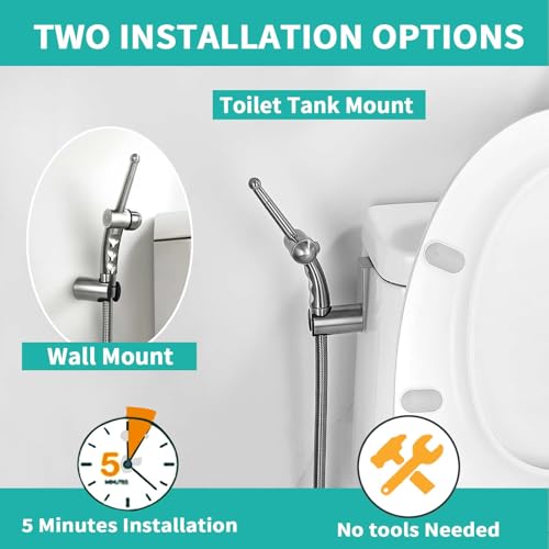 BARROCK Bidet Sprayer for Existing Toilet, Advanced Handheld Ergonomic Jet Spray Set with Precision Water Pressure Control for Muslim Shower/Feminine Hygiene/Pet Cleaning, Bruhsed Nickel - color: Brushed Nickel