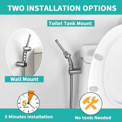 BARROCK Bidet Sprayer for Existing Toilet, Advanced Handheld Ergonomic Jet Spray Set with Precision Water Pressure Control for Muslim Shower/Feminine Hygiene/Pet Cleaning, Bruhsed Nickel - color: Brushed Nickel