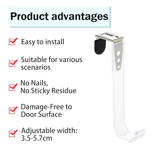 NewTalent Set of 2pcs Adjustable Over the Door Hooks for Hanging, for Living Room, Bathroom, Bedroom, Kitchen Hanging Clothes, Towels, Hats, Coats, Bags - style: Traditional