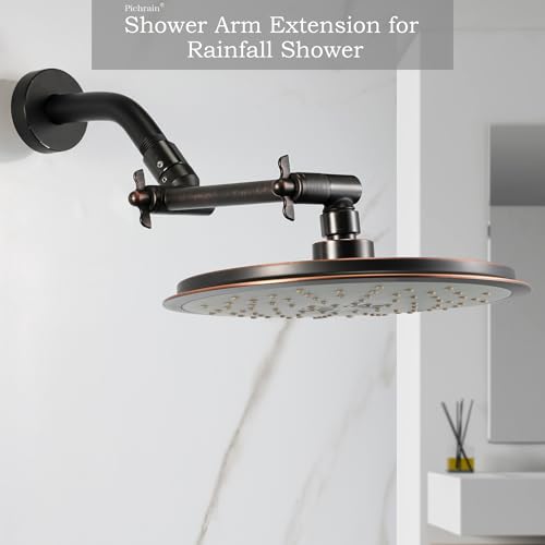 6 Inch Adjustable Shower Head Extension Arm, All-Metal Shower Arm Extender with Locking Set Screw for Rainfall, Fixed, Handheld Showerheads, G1/2 Universal Thread, Oil Rubbed Bronze - color: ORB, style: 6 Inch
