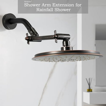 6 Inch Adjustable Shower Head Extension Arm, All-Metal Shower Arm Extender with Locking Set Screw for Rainfall, Fixed, Handheld Showerheads, G1/2 Universal Thread, Oil Rubbed Bronze - color: ORB, style: 6 Inch