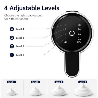 Automatic Foaming Soap Dispenser, Touchless Stainless Steel (Black, Foam) | 13.5 oz Capacity, 4 Adjustable Levels, USB Rechargeable Foaming Soap Dispenser for Bathroom and Kitchen - color: Black, size: Foam