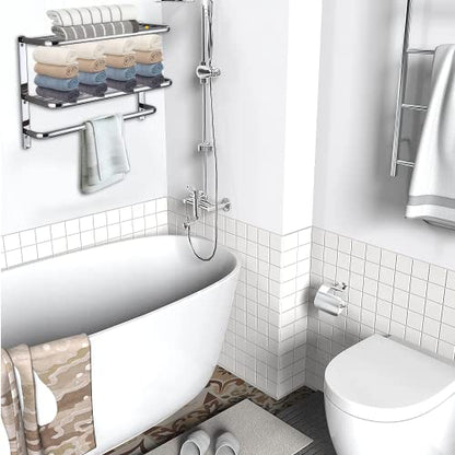 LUANT 30 Inch Bathroom Shelf 3-Tier Wall Mounting Rack with Towel Bars, Extra Long - color: Polished 30 Inch