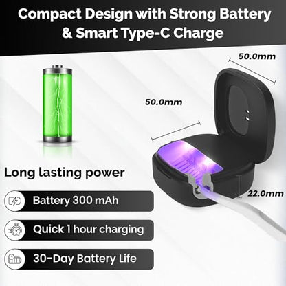 Portable UV Toothbrush Sanitizer Holder & Cleaner with UV Light & Magnetic Mounting - Rechargeable Toothbrush Sanitizer for Travel Cover, Wall Mounted UV Tooth Brush Sanitizer Holder Fits Most Brushes - color: Black